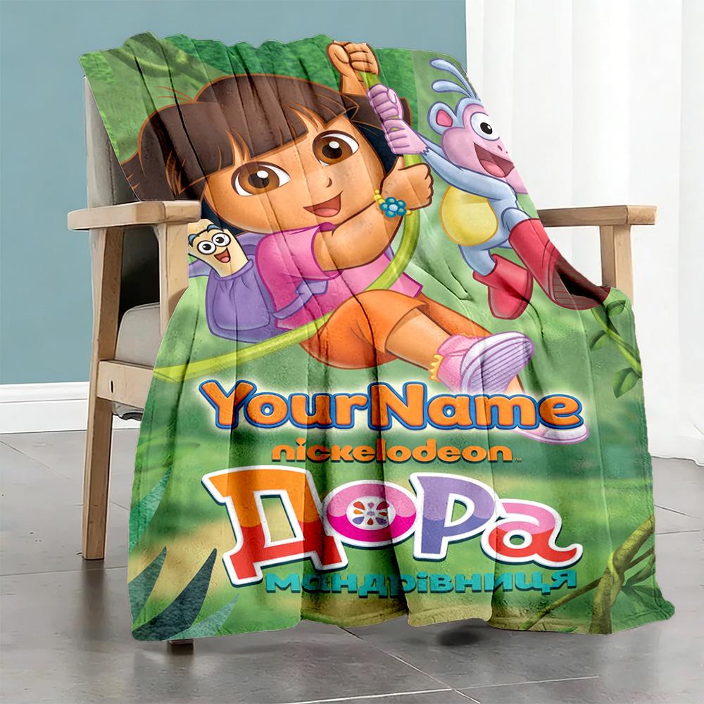 Dora Explorer Personalized Text Blanket Throw Personalized Blanket Ultra-Soft Throw For Sofa Couch Living Room Office Chair for All Occasions