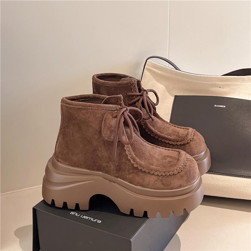 Platform Ankle Boots Women Flats Shoes 2025 Trend New Winter Snow Boots Suede Casual Sneakers Woman Lace Up Botas Mujer