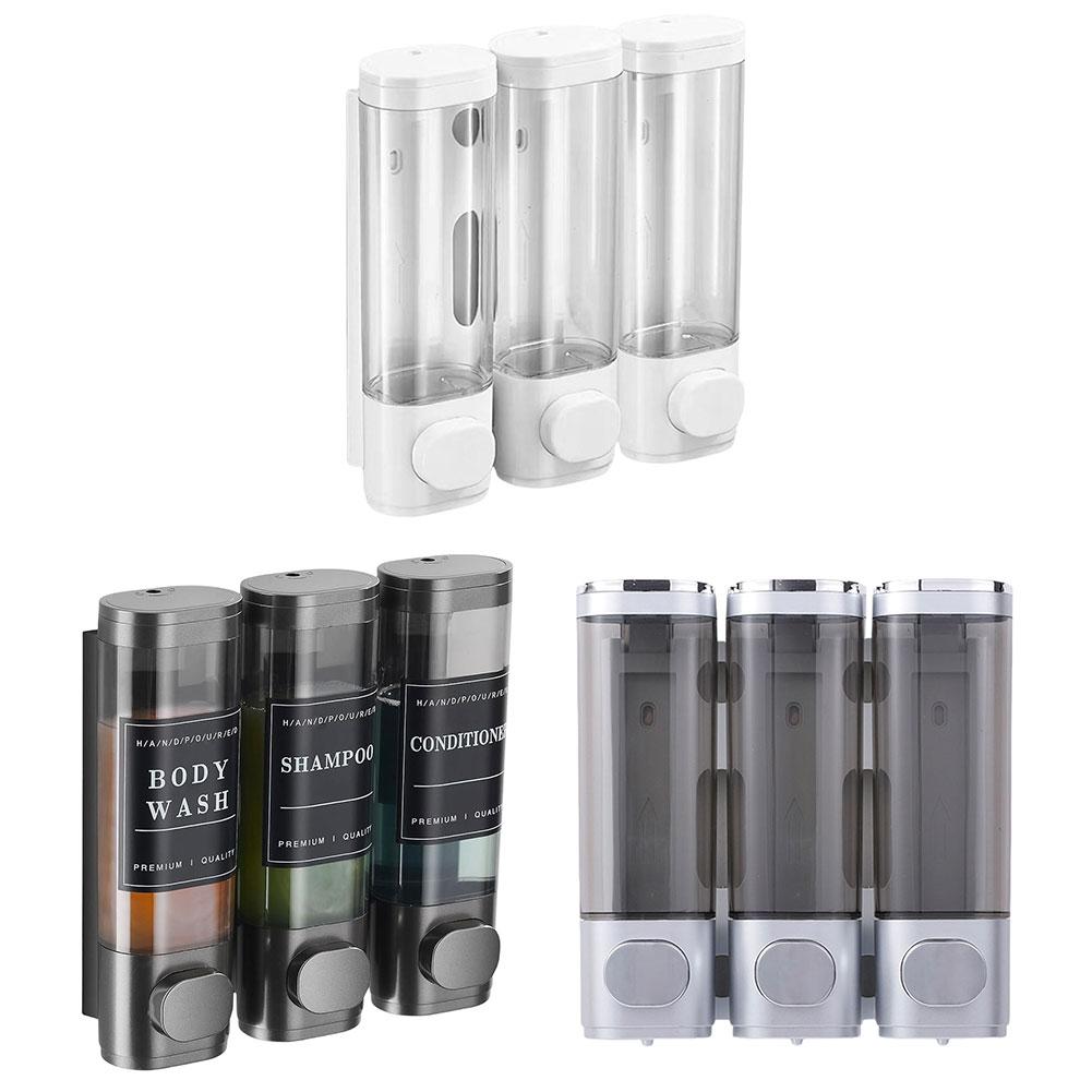 Shampoo Dispenser for Shower Wall Chamber Refillable Liquid Soap Dispenser Bottle Bathroom Containers Transparent 3 Chamber