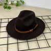 New European and American top hat gentleman's hat flat brim solid color hat retro jazz hat panama belt top hat