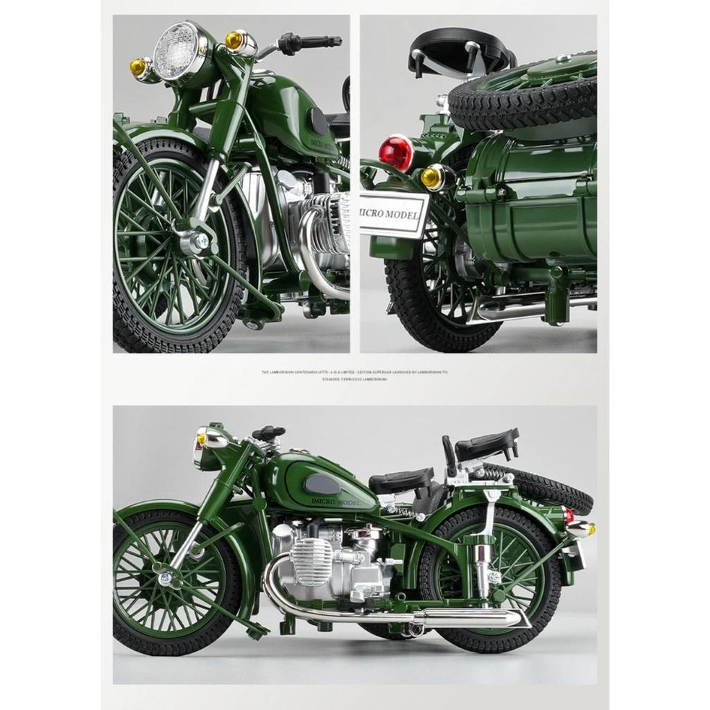 1/10 Motocykl Trójkołowy Stop Die-Cast Model Motocykla Zabawka Pojazd Kolekcja Dźwięk i Światło Terenowy Autocykl Zabawki Samochód