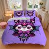 3pcs Kuromi Bat Print Bedding Set (1 Cover + 2 Pillowcases, Without Inserts), This Printed Bedding Set is Soft and Comfortable, Suitable for