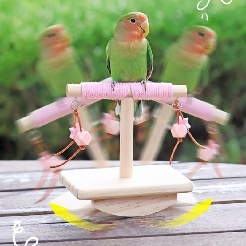 MultiPurpose Bird Activity Perch Toy Wood Rocking Stand Toy For Climbing Chewing And Engagement Play Parrots Exercie Toy