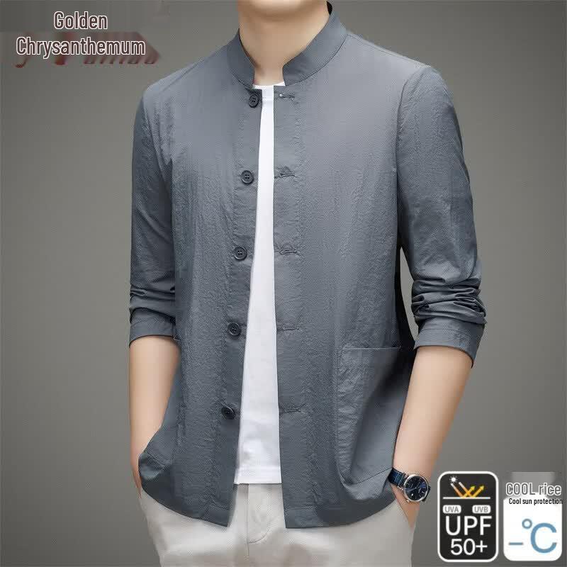 Men's Ice Silk Chinese Style Stand Collar Sun Protection Jacket