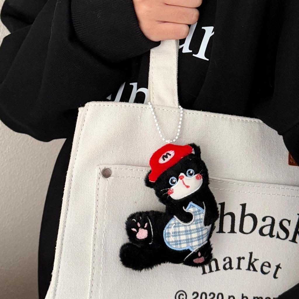Cute Black Cat Plush Keychain Pendant for Backpacks - Versatile Girl's Decoration Ornament