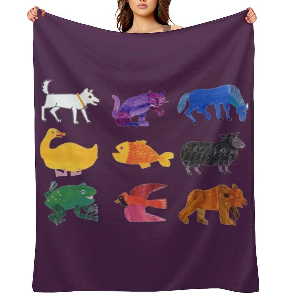 Eric Carle Animals \t Throw Blanket Bed Fashionable Softest Soft Soft Plaid Blankets
