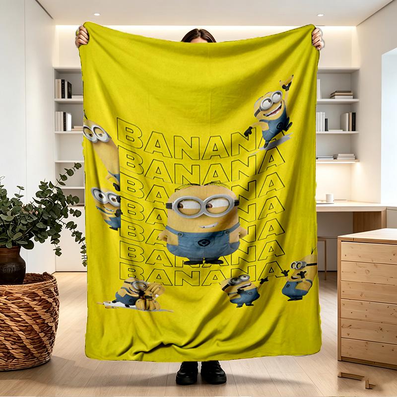 Minions Print Blanket - Soft & Comfortable, for Bedroom, Travel, Sofa, Home Decoration - Birthday Christmas Gift for Friend