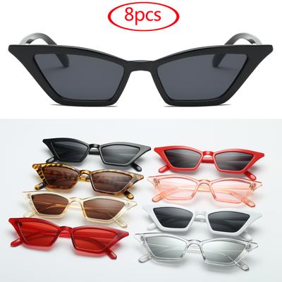 8pcs Cat Eye Sunglasses Women UV400 Protection Multi Color Small Frames Cateye Shades Fashion Sun Glasses