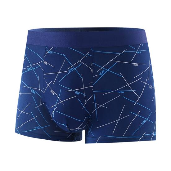 Men Underpants Elastic Mid Waist Letter Striped Print Seamless Soft Breathable U Convex Quick Dry Moisture-wicking Firm Stitching Men Underpants