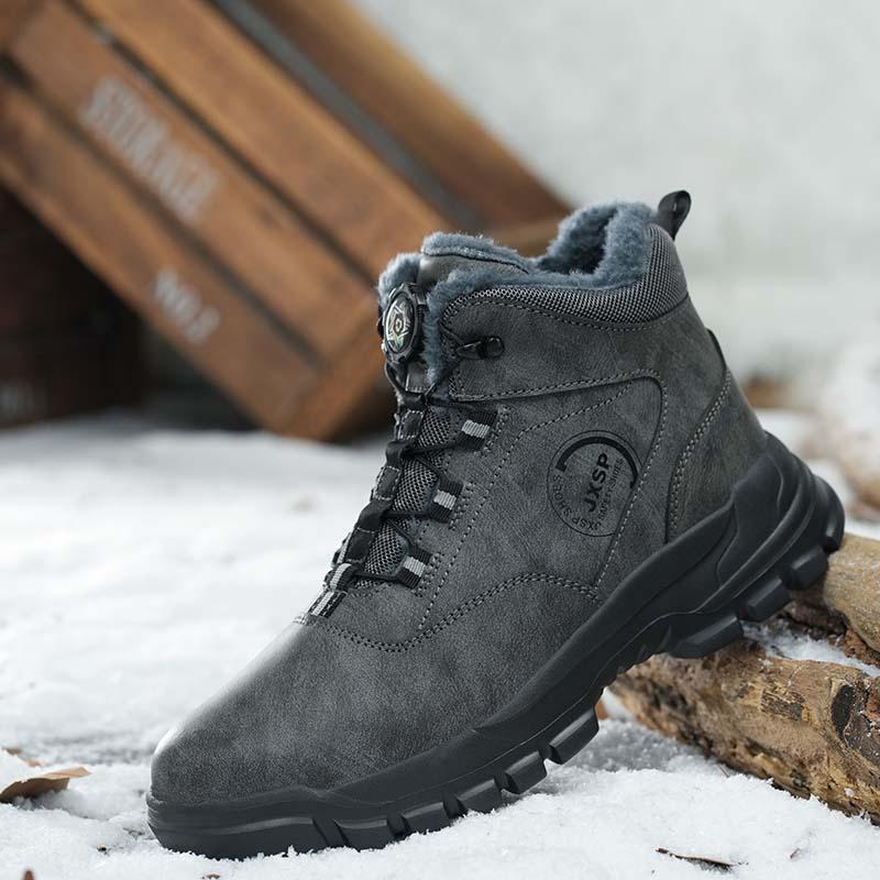 Fashion Steel Toe Work Boots for Men Waterproof Swivel Buckle Safety Shoes High Top Leather Safety Boots Man Winter Anti-slip Work Shoes