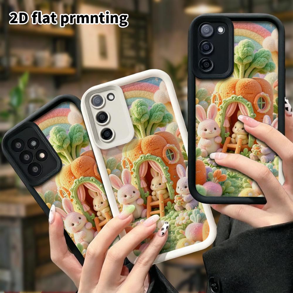 Phone case: 2D flat, suitable for Samsung Galaxy A34 A35 M05 M06 S20 S22 S21 FE Plus 5G protective case, carrot house, perfect Christmas and Halloween