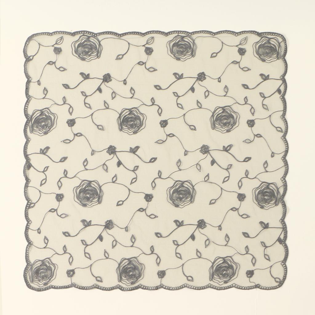 80cm Lace Flower Embroidery Square Scarf Organza Solid Color Muslim Hijab Summer Sunscreen UV Protection Headband Femme Turban