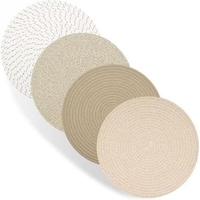 Abay Round Braided Cotton Rope Placemat Set