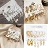 Retro French Gold Ear Ring Set With Artificial Pearl Decoration For Women