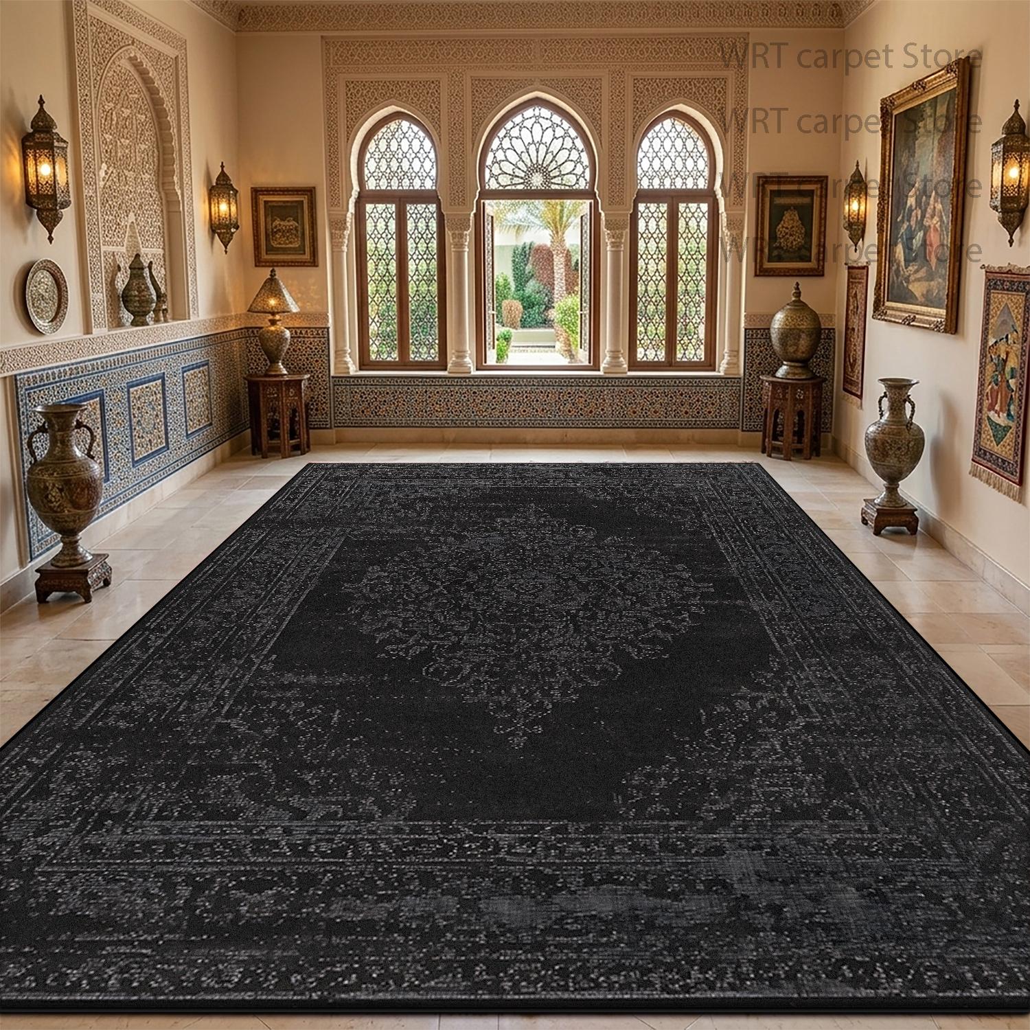 Persian Retro Black Carpet for Living