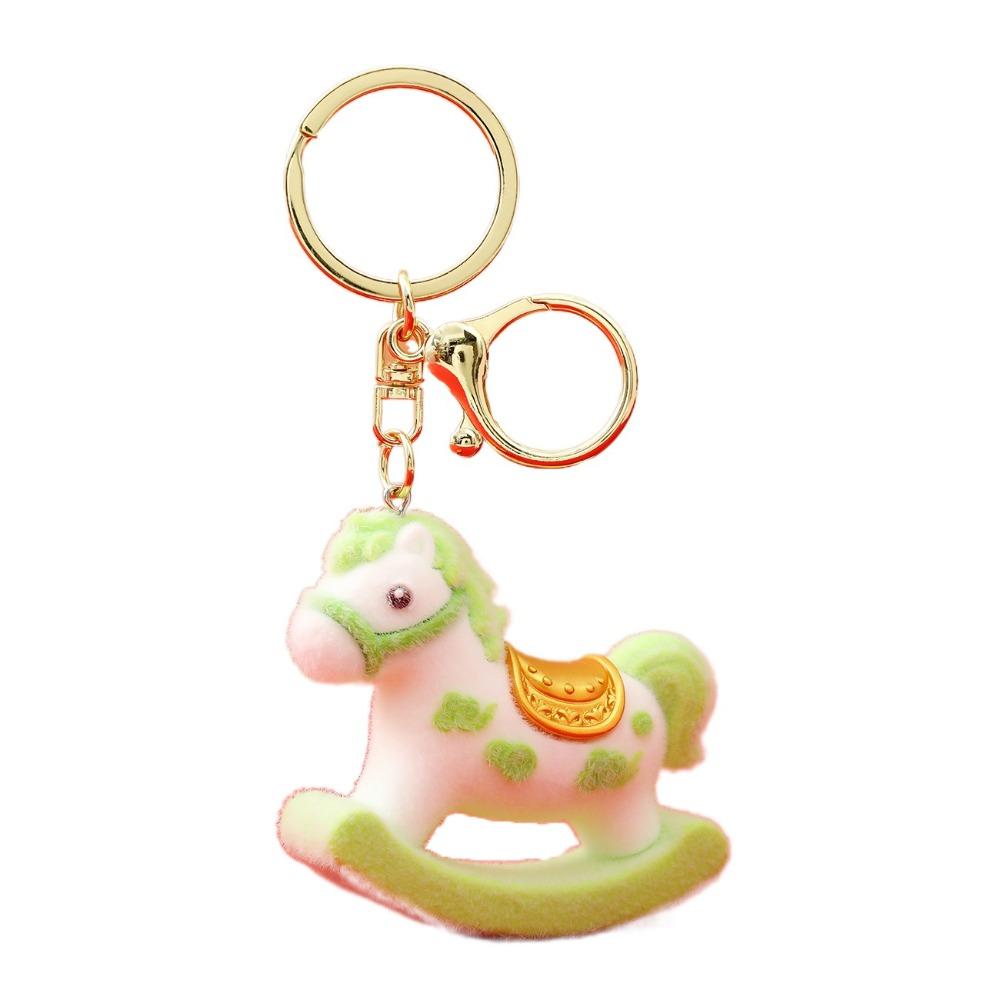 

Cartoon Rubber Pony Dolls Good Luck Bag Hanging Charm Cute Flocking Horse Keychain Key Decor ціан
