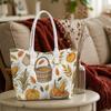 Fall Harvest Pattern Tote Bag Autumn Pumpkin Corn Handbag Daily Use