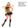 Women Halloween Bee Costume Set Sleeveless Striped Ladybug Cosplay Dress with Wing