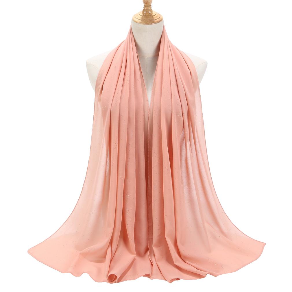 Women's Chiffon Shawl, Glitter Gold Powder Scarf, Chiffon Hijab for Party/Beach