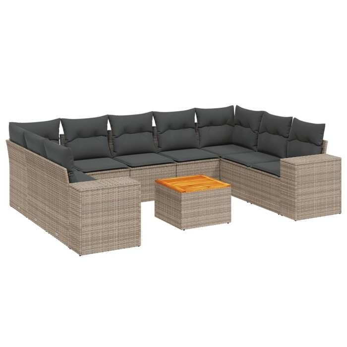 VidaXL Garden Lounge Set with Cushions 10 Pcs, Patio Sofas, Patio Furniture Set, Outdoor Furniture, Grey 3257922