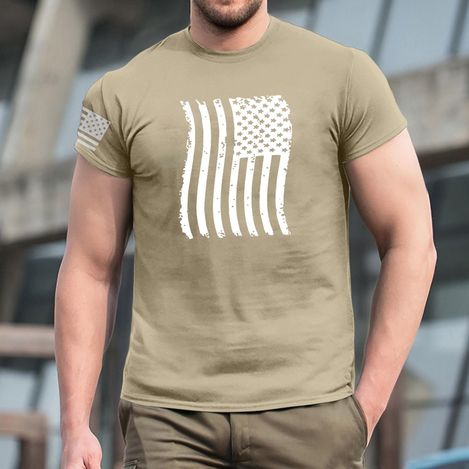 

Летняя мужская популярная футболка с круглым вырезом и коротким рукавом с принтом XXL хаки