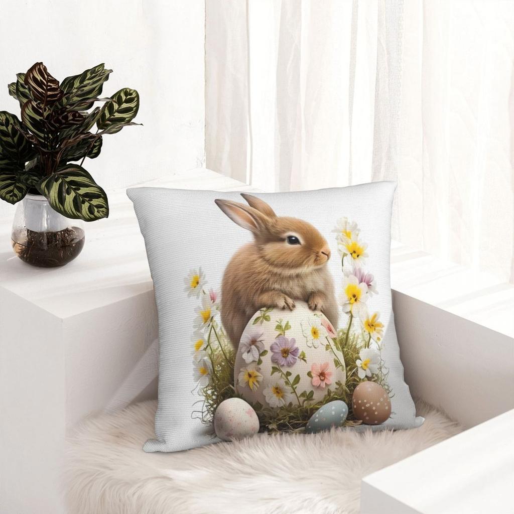 Easter Pillow Cover Cute Bunny Eggs Soft Pillow Case Cushion Cover Cute Funny Design Pillowcases For Sofa Home Decorative