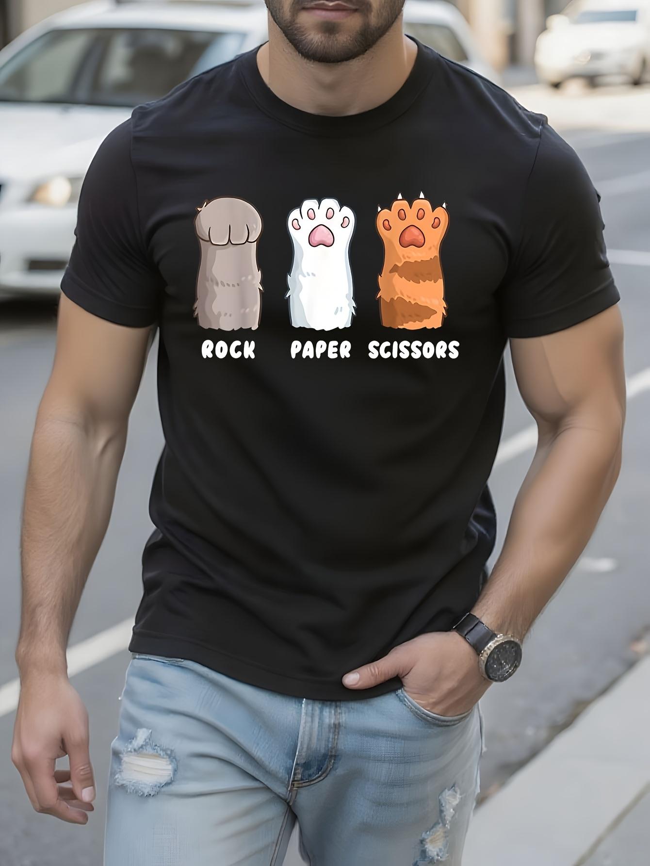 Funny Tshirt Funny Rock Paper Scissors Cat Graphic Tshirt L