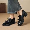 Krazing Pot Microfiber Round Toe Thick Med Heels Spring Summer Shoes Big Size 43 Size 33 Women Slip On Platform Pumps