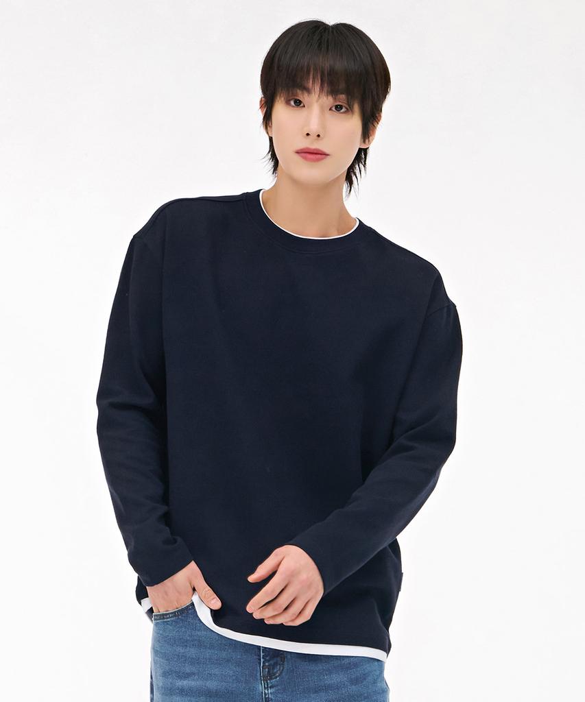 CHASECULT Men'S Layered Long Sleeve T-Shirt - Navy