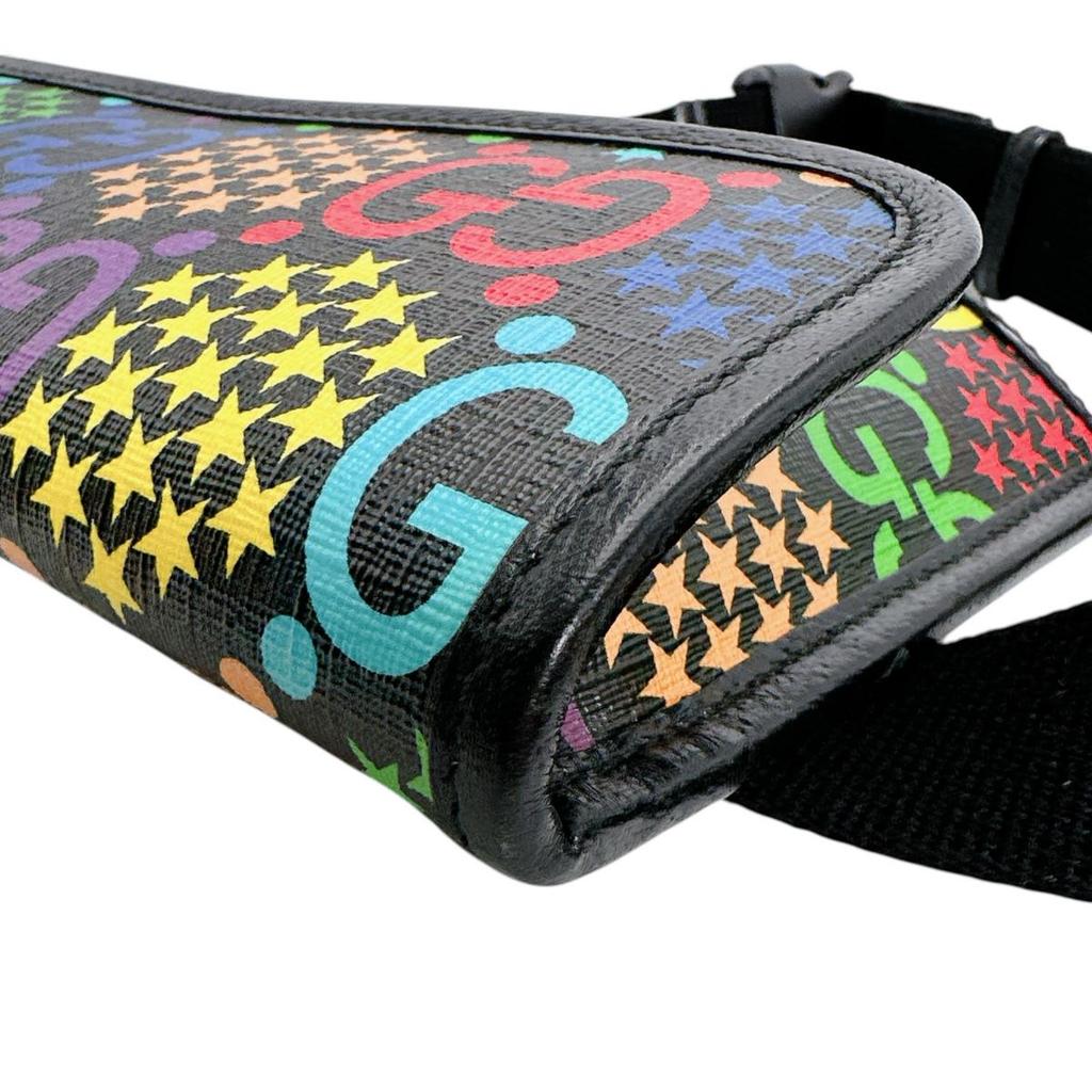 Gucci Cross Body Sling Bag GG Psychedelic Waist Bag Waist Pouch Leather Used