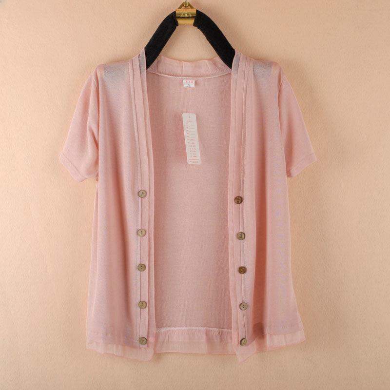 Spring Summer Women's Short Thin Long Sve Knitted Cardigan Outerwear Large Size Air Conditioning Shirt