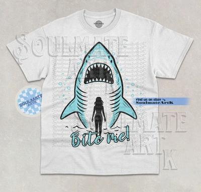 Bite Me T-Shirt Funny Shark Lover Ocean Sea Predator Animal Graphic Unisex Shirt