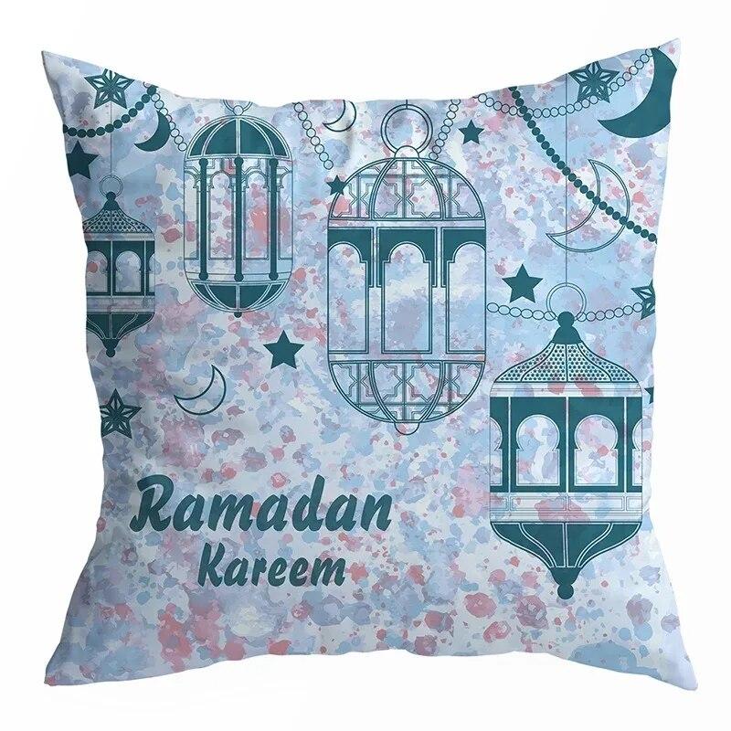 Ramadan Decoration 2024 Mubarak Cushion Cover Cotton Eid Mubarak Islamic Muslim Happy Eid Mosque Pillowcase Party Supplies