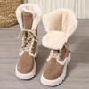 Snow Boots 2025 Winter New Chunky Heel Warm Padded Lacing