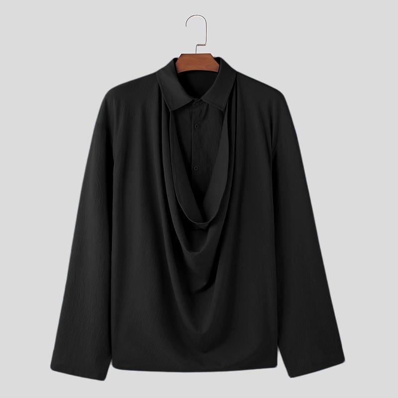 

INCERUN Мужские топы с отложным воротником, рукавами реглан, пэчворком, на пуговицах, свободные рубашки XL