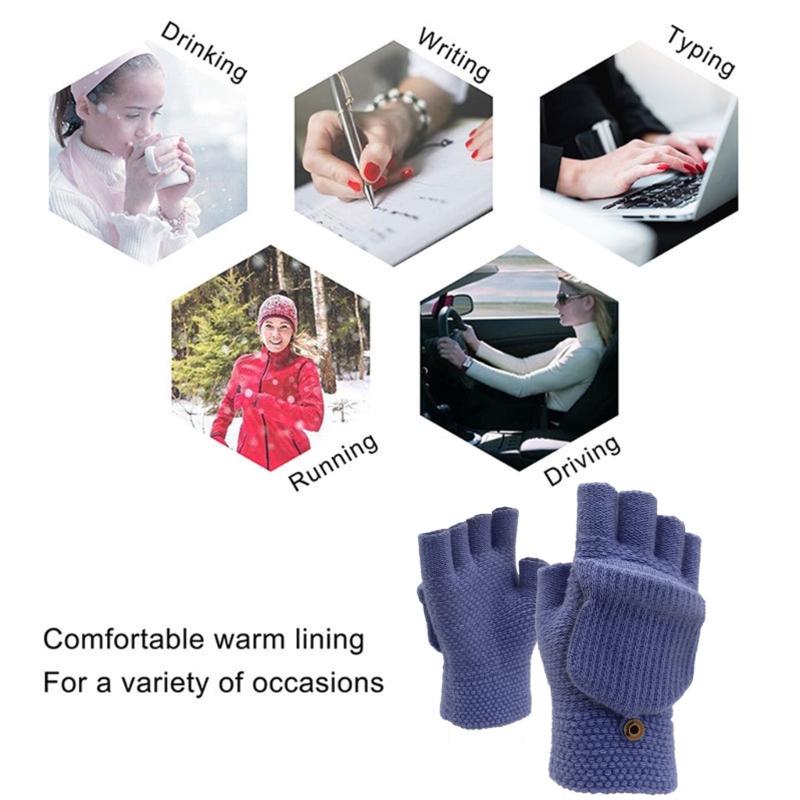 Flip Gloves Men Wool Winter Gloves Touchscreen Gloves Knit Convertible Gloves Touchscreen Mittens Fingerless Gloves