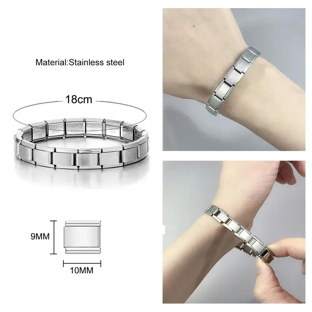 DIY Jewelry Bracelet Module Heart Italian Charm Link Bracelets Making Tool Stainless Steel 9mm Bracelet Making Accessories