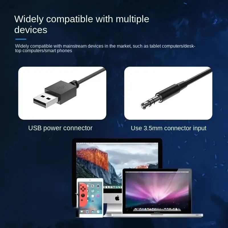 Altavoces Para Ordenador, Caja De Sonido Para PC, Micrófono Estereo HIFI, USB, Con Cable, Con Luz LED Para Ordenador De Escrit