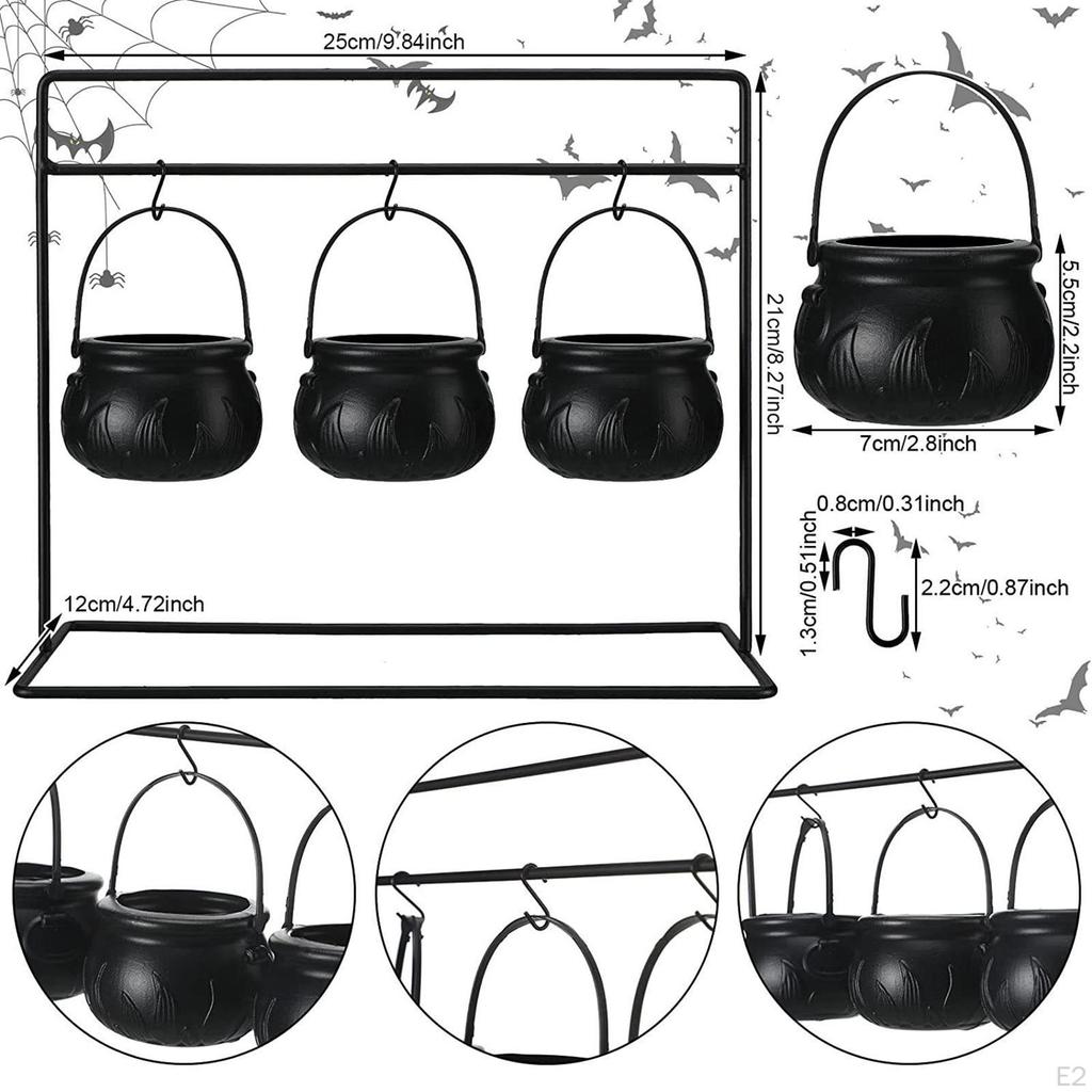 Halloween Candy Bowls Black Witches Serving Scene Props for Indoor Outdoor Small Kettles