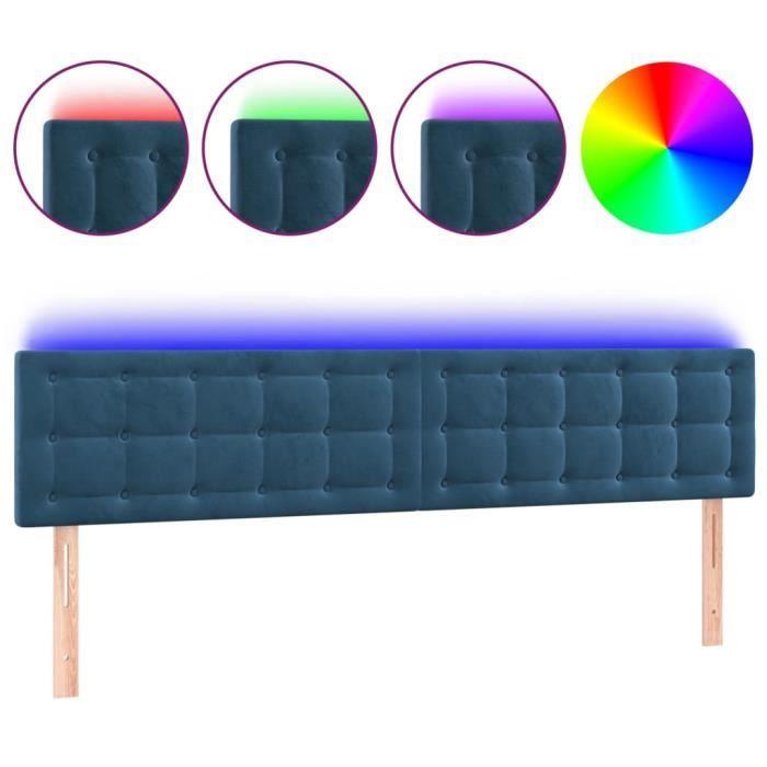 3122104 vidaXL LED Headboard Dark Blue 160x5x78-88 Cm Velvet