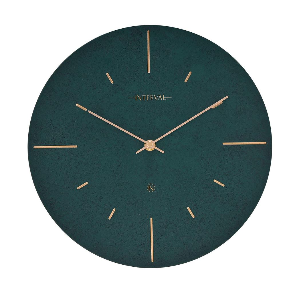 Interval Resin Wall Clock 30cm - Emerald & Gold