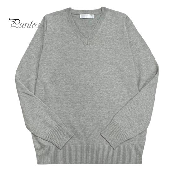 

Вязаный свитер с V-образным вырезом, однотонный, с длинным рукавом, ребристым подолом, манжетой, стандартный крой, свитер для повседневной носки, для уличной вечеринки на осень-зиму S серый