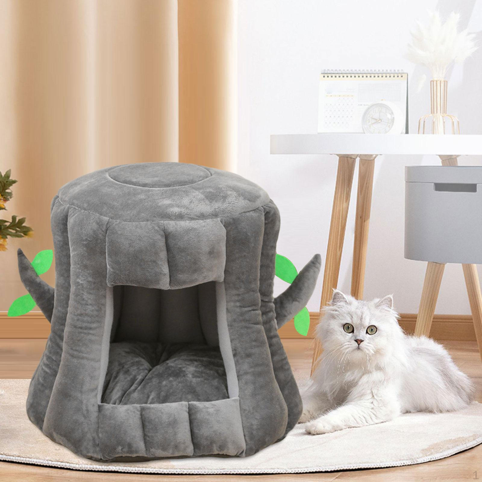 

Cat Bed Dog Nest Self Warming for Winter Cushion Slip Resistant Bottom Cave Kennel серый