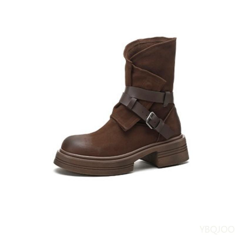 Thick Soled Boots for Women In Autumn Winter Niche Retro Brown Short Boots Trendy Simple Comfortable Versatile Women's Shoes