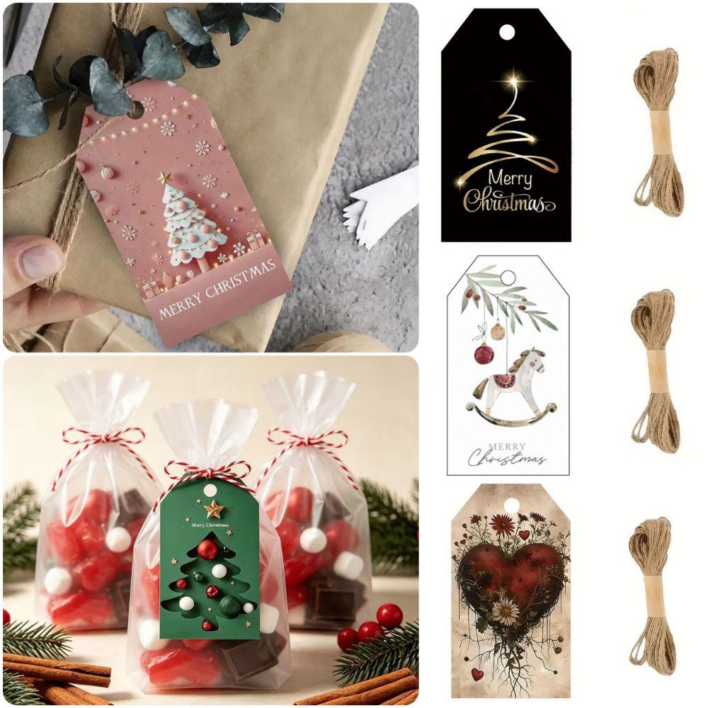 48PCS Hangable Holiday Gift Tag Cards Multicolor Gift Packaging Supplies  For Holiday Decor