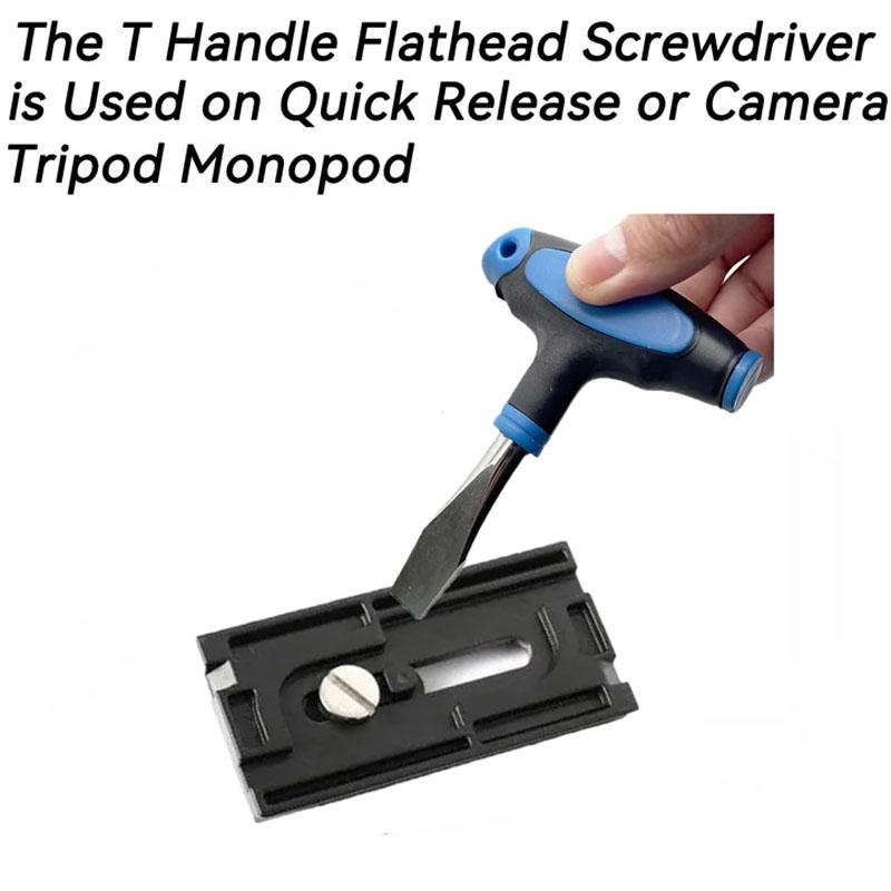 1/4 3/8 Flat Head Screwdriver With T-Handle Grip For Quick Release Plate Camera Tripod & Monopod Slotted Screwdriver Hand Tools