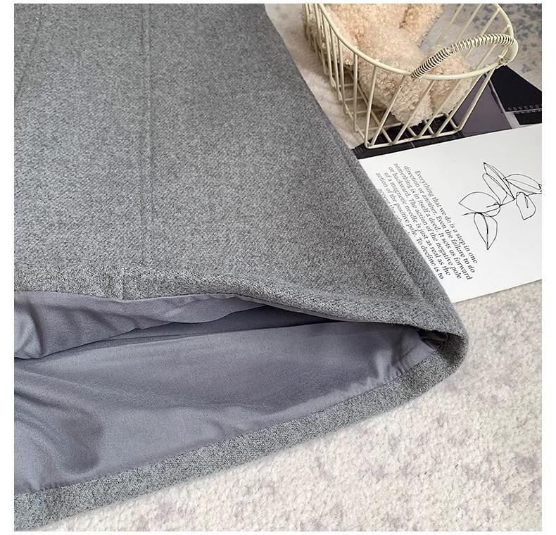 Women's Gray Retro Woolen Booty Shorts - Autumn/Winter Casual Straight Wide Leg Pants
