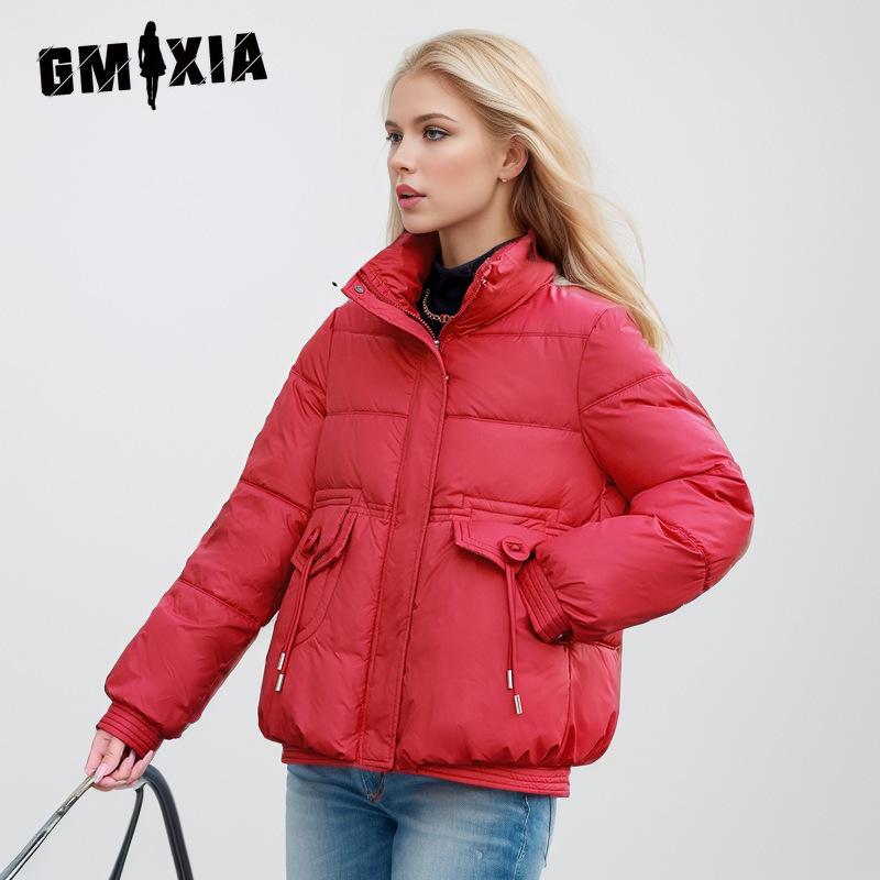 GMXIA Damen Vintage Casual Einfarbig Druck Herbst Winter Langarm Stehkragen Jacken & Mäntel