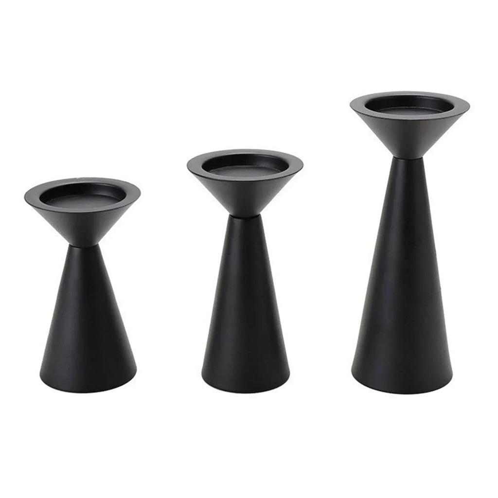 Candlestick Candle Holder 3 Pcs Black For Table Centerpiece For Wedding Party Candles Iron Metal Art Decorative