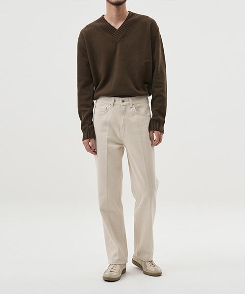 ERRORS EXCEPTED S005 Straight Denim Pants (Ecru)